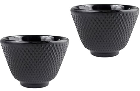 Angoily 2pcs Japanese Tea Cup Black Tea Cups Japanese Cast Iron Tea Set Chinese Kung Fu Teacup Handcraft Mugs Set