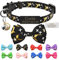 Personalisierte Sterne Monde Katzenhalsband mit Namensschild & Glocke,Benutzerdefinierte Breakaway Fliege Katzenhalsband mit Namensschild Fit 20-28 cm Schwarz
