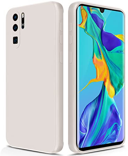 GiiYoon Hülle Kompatibel mit Huawei P30 Pro, Hochwertiges Liquid Silicone Case, Rundumschutz Handyhülle, Kratzfestes Weiches Mikrofaserfutter- Weiß