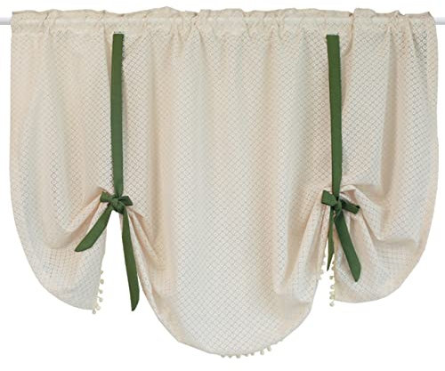 Unifarbige Kurzstore Gardine, Weiche Scheibengardine Durchstangenzug Häkeln Bistrogardinen Halbtransparent Chic Shabby Fenstervorhang für Küche Wohnzimmer Schlafzimmer, 1 Stück-100x280cm(39x110in)