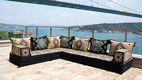 Arabisches Ecksofa in L-Form, Sitzgelegenheiten auf dem Boden, Kissen, Wohnzimmersofa, Schlafsofa, Wohnkultur (Nur Sofa L)