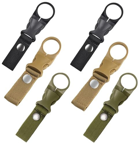Boucle Bouteille d'eau,6pcs Boucle de Bouteille d'eau Sangle,Porte Gourde Sac à Dos,Mousqueton Clips Minuscule,Boucles de Bouteille d'eau Portables,Tactique Mousqueton en Sangle pour Camping,Randonnée