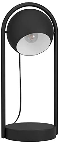 EGLO Tischlampe Murnia, minimalistische Tischleuchte im New Nordic Design, Nachttischlampe aus Metall in schwarz und weiß, Lampe für Wohnzimmer und Schlafzimmer, E14 Fassung