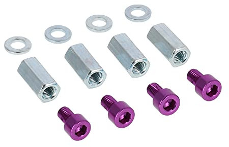 Set: 4x Aluminium-Schrauben Violett + Langmuttern + Scheiben, für Zylinderkopf