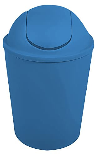 TIENDA EURASIA - Cubo de Basura para Baño con Tapa Basculante, Papelera de Plastico con Tapa Oscilante, Cubo de Basura de 5,5 l, Papelera Baño de Tamaño ø15 x 30 cm con Tapa Abatible (Azul)