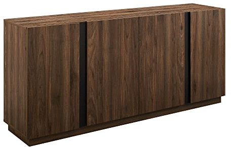 Walker Edison Liss Aparador minimalista contemporáneo de 4 puertas, 70 pulgadas, nogal oscuro
