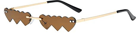 Sonnenbrille in Herzform, Herz Sonnenbrille, Vintage Sonnenbrille Hippie Stil Sonnenbrillen, Rave Brille Schnelle Brille Rave für Hippie Party Zubehör, Unregelmäßige Form Retro (Coffee, One Size)