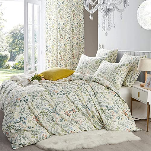 Sedefen Bettwäsche 155x220 cm Grün Weiß Blätter Blumen Bettwäsche Set Mädchen Teens Microfaser Bettbezug mit Reißverschluss und 1 Kissenbezug 80x80cm