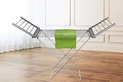 DWD Electric Heated 230w Clothes Airer with Wings Indoor Rack Stable Legs 5 Min Heating 45-55℃ Constant Temperature Max Load 15Kg Foldable Design Silver Energy Efficent Low Cost Laundry Dryer