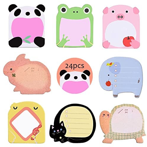 Jatidne 24 Post It Feuille Autocollante Design pour Animaux Mini Jouets Anniversaires Cadeaux Enfants