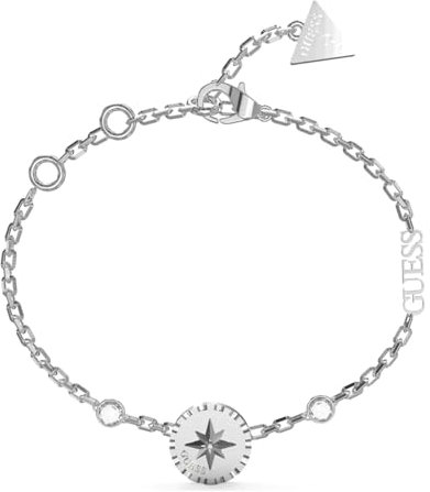 Guess Bracciale da donna con rosa dei venti e 4 G, in argento, Large, Metallo, Nessuna gemma