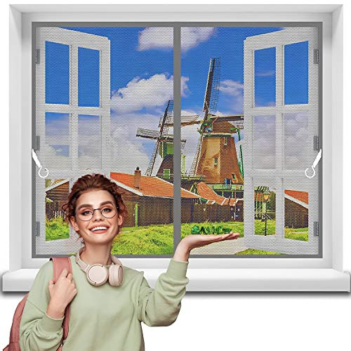 Mosquito Net Window Blind, 170 x 105 cm Magnetic Screen Door Mesh Curtain Keeps Mosquitoes Insects Out Top-to-Bottom Seal Automatically - Gray