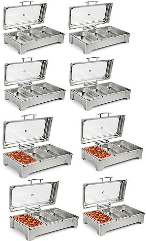 Chafing Dish Buffet Set, Scaldavivande Chafing Dish, Set Scaldavivande Elettrico Professionale in Acciaio Inox Buffet con Termoregolatore e Coperchio Visivo, per Banchi Festa in Cucina ( Color : 3 gri