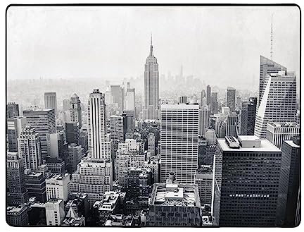 ROOZEE Schwarzer und weißer New York Flanell-Teppich, rutschfest, 160 x 120 cm, weich und langlebig, Heimdekoration, Teppiche für Wohnzimmer und Schlafzimmer