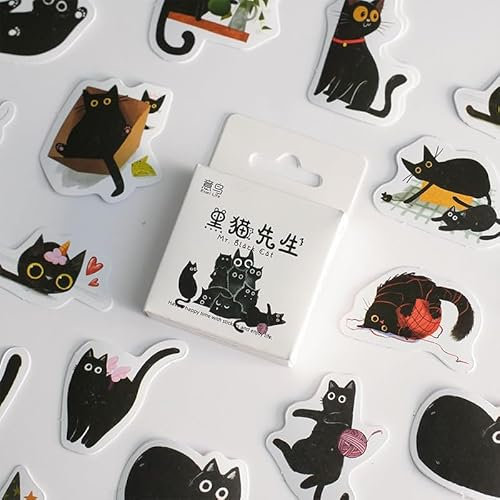 RunFar shop 45stk Scrapbooking stickers bullet journal zubehör Deko Vintage Scrapbooking Papier Bastel Dekopapier Designpapier Scrapbook Zubehör für Tagebuch Notizbuch DIY Kunst und Handwerk Katze