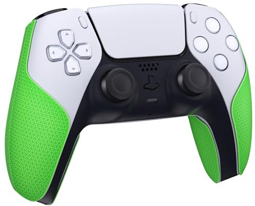PlayVital Premium Grip para ps5 Inalámbrico Control Pegatina Antideslizante Diseño Dividido Adhesivo Suave Textura de Diamante Hexagonal Absorbente de Sudor Protector para ps5 Mando-Pasto Verde