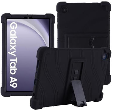 Case for Samsung Galaxy Tab A9 8.7 Inch, XLTTONG Silicone Tablet PC Stand Cover, Anti-Fall for Galaxy A9 2023 SM-X115N-Black