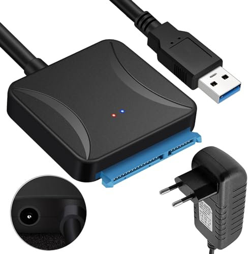 Mitening Adaptador SATA, USB 3.0 a SATA Cable UASP USB SATA Cable USB 3.0 USB 3.0 Conversor de Disco Duro con Interruptor de Alimentación para Disco Duro de 2,5 pulgadas / 3,5 pulgadas HDD/SSD con 12