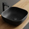 Planetmöbel Aquil Deluxe Lavabo cuadrado | Lavabo superior para baño y aseo de invitados, lavabo de mano sin agujero de grifo y rebosadero, negro mate, 42,5 x 42,5 x 14 cm
