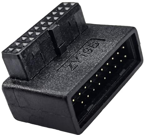 WLGQ USB 3.0 rechtwinkliger 90 Grad 19/20-poliger Stecker auf Buchse, Verlängerungsadapter, Motherboard-Anschluss für optimiertes Kabelmanagement und mühelose PC-Montage (B)