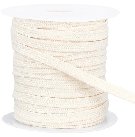 BENECREAT 25 m/27 Yards Papayawhit Flacher Baumwoll-Kordelzug, 8 mm Weicher Kordelzug-Ersatz Doppellagiger Hohler Kordelzug Für Hoodie-Jogginghose-Sweatshirt