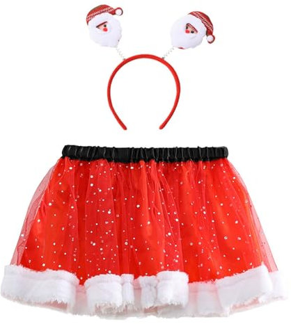 MaNMaNing Weihnachten Tanz Party Kostüm Tüll Rock Ballett Röcke Haarband Set St. Patrick's Day (Black, 2-4 Years)