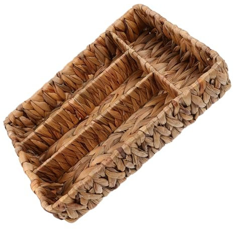 Cutlery Basket Braided Cutlery Holder Storage Basket Made of Wicker Practical Storage Case Cutlery Drawer Organiser Rectangle Hyacinth Divider Tray
