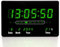 TruWare Just Camp Wanduhr Digital Groß LED Uhr mit Kalender Digitaluhr mit Temperaturanzeige und Wecker Studiouhr für Gewerbe Cafés Kiosk Hallenuhr L (Grün)
