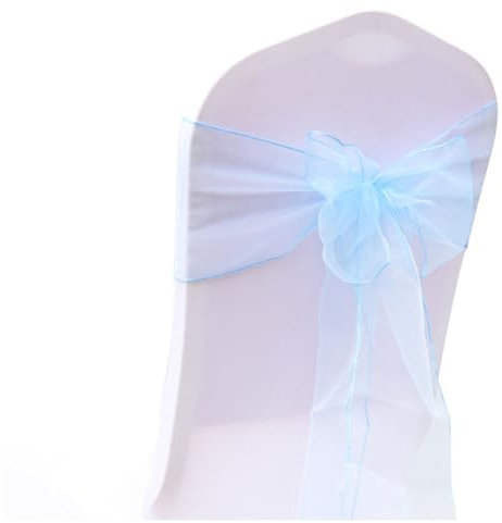 Wisafory 20 Stück Stuhlschleifen Organza Stuhl Schärpe Schleife Band Stuhlhussen Stuhl Organza Schleifenband Dekoration für Hochzeit Zeremonie Event Feier Party 18 x 275 cm Hellblau 20 Stück