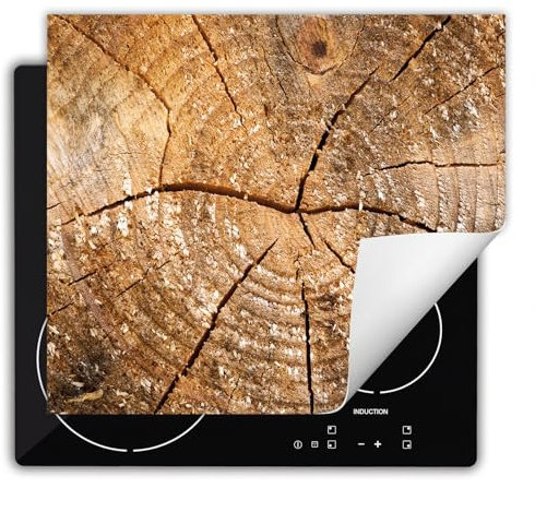 DarHaus Herdabdeckplatte Einteilig Küche Herdabdeckung Ceranfeld Herdabdeckplatten Anti Rutsch Matte Aufrollbar 60x52 cm, Baum - Holz