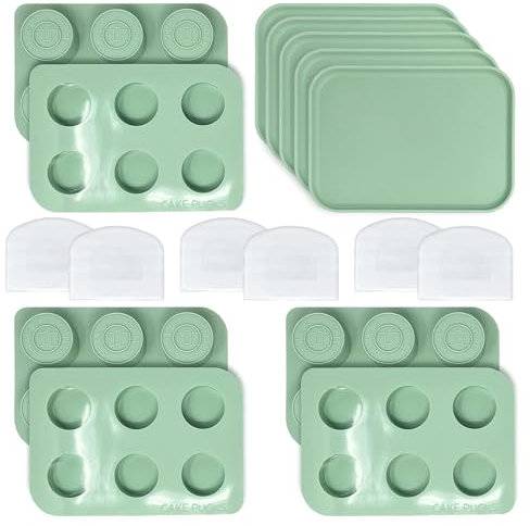 Benty Cakes Das Original CakePuck Baker Bundle – Besser als ein Cake Pop! Machen Sie Dessert mit Schokoladenüberzug – BPA-freies Silikon – inklusive 3 Formen-Sets + 5 Tabletts + 6 Schaber – Grün