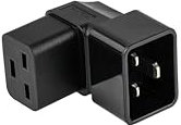 kabelmeister Stromadapter Kaltgeräte-Stecker C20 an Kaltgeräte-Buchse C19, Oben/unten abgewinkelt, schwarz