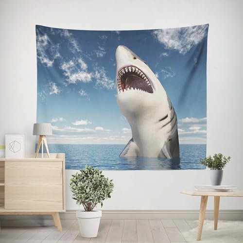 EHOMERY Wandbehang Foto Wandtuch Hochkant Hai Wandbehang XL Wanddekoration Garten Wohnzimmer Schlafzimmer Wandbehang Dekoration 100x70cm