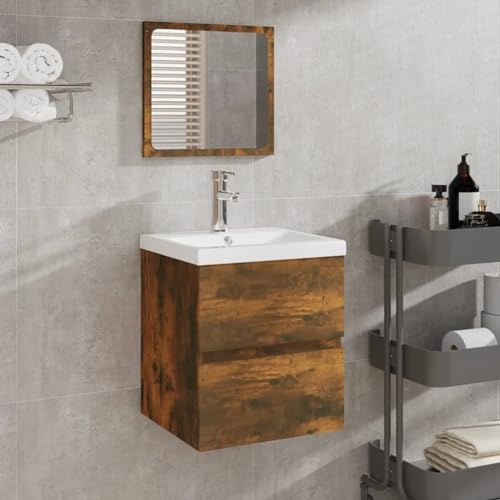 KTHLBRH Mobile lavandino con protezione UV, mobiletto per lavabo con lavandino, specchio di affumicatura