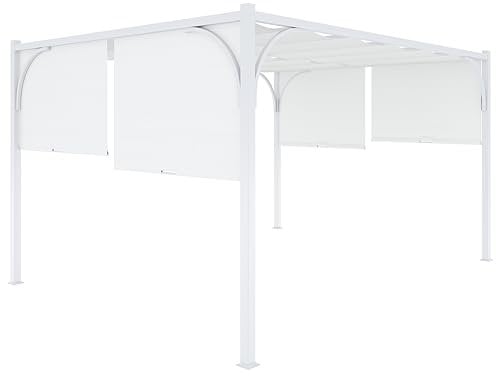 Pergola Gazebo 3x4 M Struttura Bianca In Acciaio Pergolato Con Tetto Scorrevole Telo Impermeabile Richiudibile Retrattile Giardino Terrazzo Piscina Esterno Campeggio (3 x 4 M, Bianco)