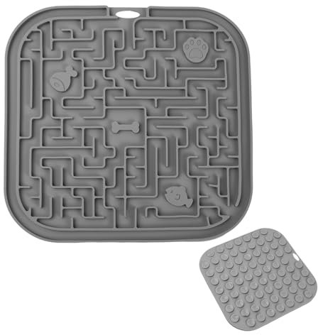 Shengxi Tapis de Lécher Chien, Silicone Tapis de Lechage pour Chiens Chats avec Ventouse sans BPA, Gris Tapis d'alimentation Chien pour Bain Entraînement Toilettage