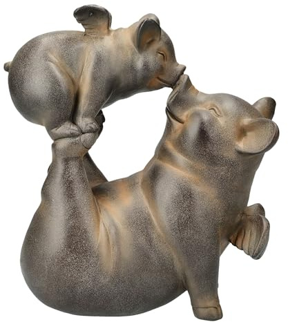 Schweine Figuren mit Flügeln Mutter mit Kind 21,5 cm, Schweinchen Fliegen