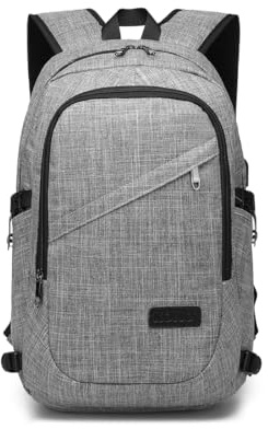 Kono Laptop Backpack Mens, 15.6 Inch Laptop Bag with USB Charging Port Anti Theft Water Resistant Rucksack for Men Women School Bag for Boys Grils