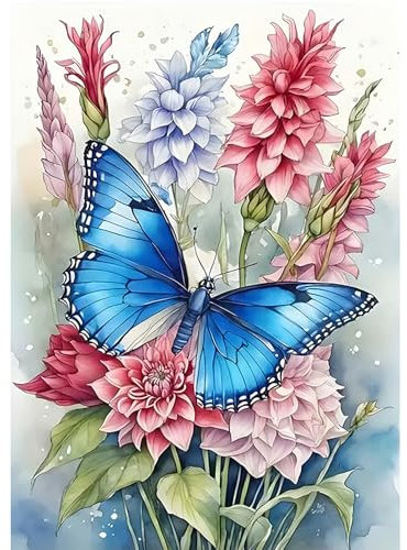 DPIDEA Schmetterling Diamond Painting, Diamant Painting Bilder für Erwachsene 5D Diamond Painting DIY Diamant Malerei Schmetterling, Runde Steine für Zuhause Dekor 30x40 cm
