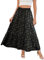 Timuspo Maxirock Damen Langer Rock Sommer Hohe Elastische Taille Röcke Freizeitrock Skirts for Women mit Taschen Blume Schwarz S