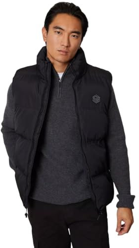 Mens Padded Bodywarmer Gilet Funnel Neck Classic Gilet Quilted Sleeveless Zip Up Jacket with Pockets Black M