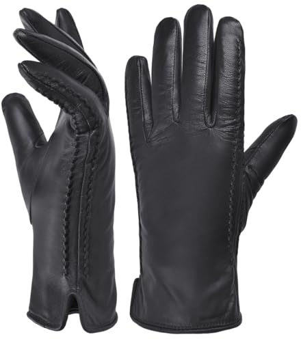 Harssidanzar Damen Fahrhandschuhe Leder Winter HL001EU