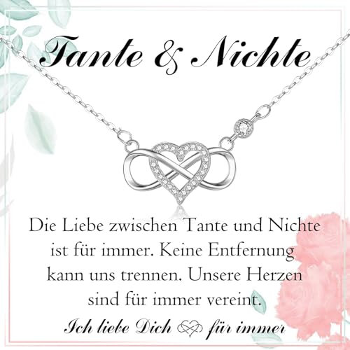 PDTU Tante Nichte Geschenk, Tante Nichte Kette Unendlichkeitszeichen Du Wirst Tante, Tante Geschenke zum Muttertag Geburtstag, Nichte Geschenk zum Geburtstag Weihnachten Hochzeit