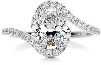 Molioaki Ovaler Schliff Verlobungsring Damen 925 Sterling Silber/9K/14K/18K Gold Eheringe Frauen Ringe 1.25-3.25 ct 5A Zirkonia/Moissanit Personalisierte Individuelle Gravur Ring-WG