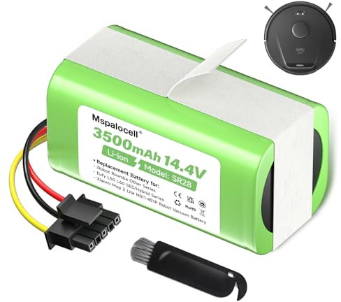 Mspalocell 3500mAh/14,4V Batería para Conga 7490 Searies (No for 7490 Eternal), Eufy L50/L60 SES, Xiaomi Mop 2 Lite, MJSTL, BHR5217EU, para iRobot Roomba Y0110/Y011040, Y0140, Y0112, Q0120