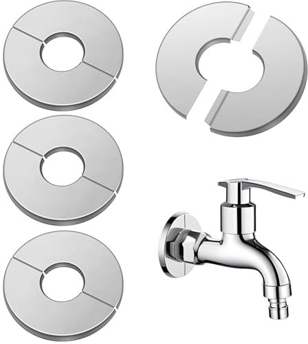 WAIZHIUA 4 piezas de acero inoxidable rosetón cubierta, 24 mm rosetas cubiertas, cubiertas decorativas para tuberías, manguitos de tubo de acero inoxidable para grifos, tuberías, tubos de radiador