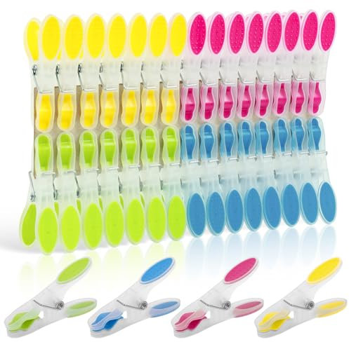 TIECHI 30PCS Clothes Pegs for Washing Line, Extra Strong Washing Pegs with Durable Spring, 4 Colors Non Slip Laundry Pegs for Home Garden Outside