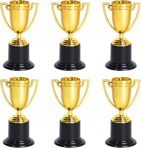 WEITAPYT 6 Stück Pokale Trophäen, Mini Goldene Trophäen für Kinder Kunststoff Mini Gewinner Pokale für Party Favors Mitgebsel beim Kindergeburtstag Wettbewerbe Sportturniere Belohnung