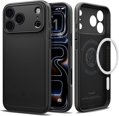 Spigen iPhone 17 Pro Max Hülle [Militärgeprüfter Schutz] Thin Fit MagFit Case Handyhülle Slim Kompatibel mit MagSafe –Schwarz