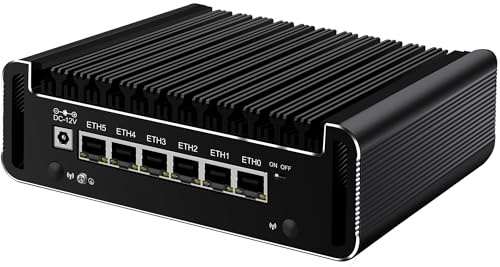 AIOPCWA N150 Mini PC Firewall Appliance (N100 Upgrade), Fanless Mini Computer with 6 x i226-V 2.5GbE LAN, OPNsense Micro PC DDR5 NO RAM/SSD/OS, 2-NVMe, SATA, USB-C, USB3.2, TF